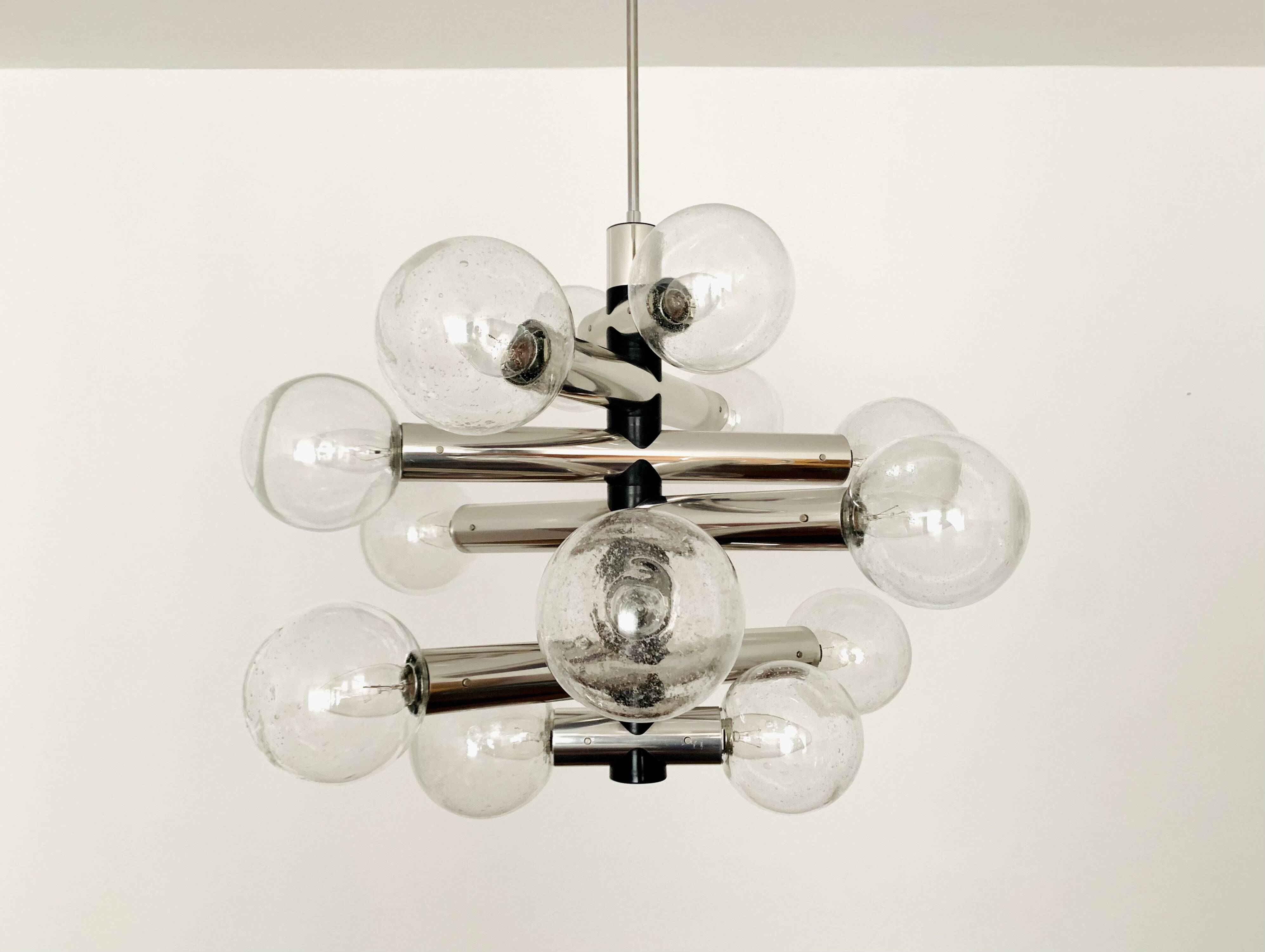 1970s Space Age Bubble Glass Chandelier by J.T. Kalmar