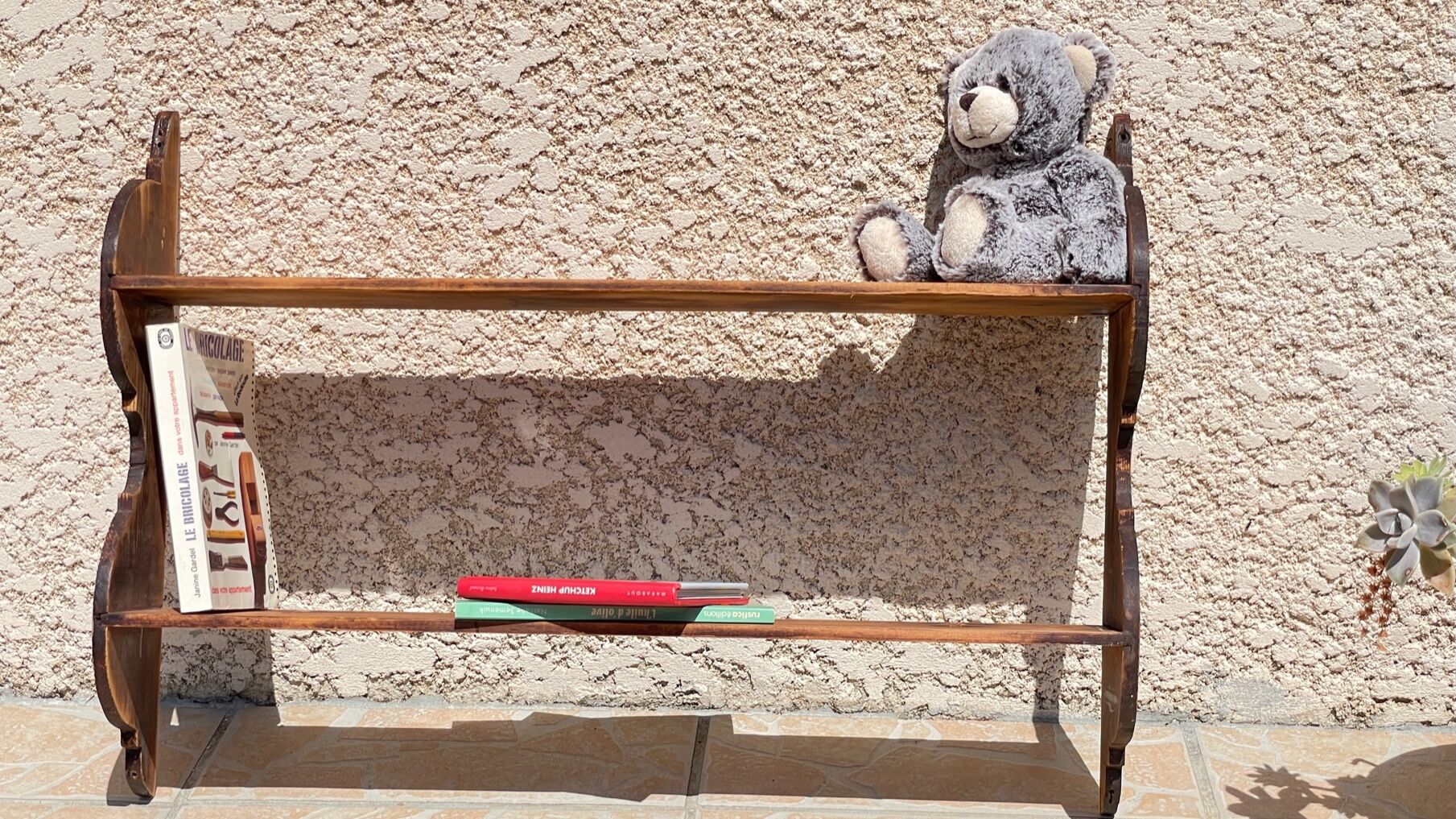 Old wall shelf in wood