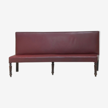 Bistro bench in burgundy leather faux