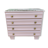 Pink wood and marble chest of drawers, 1950s