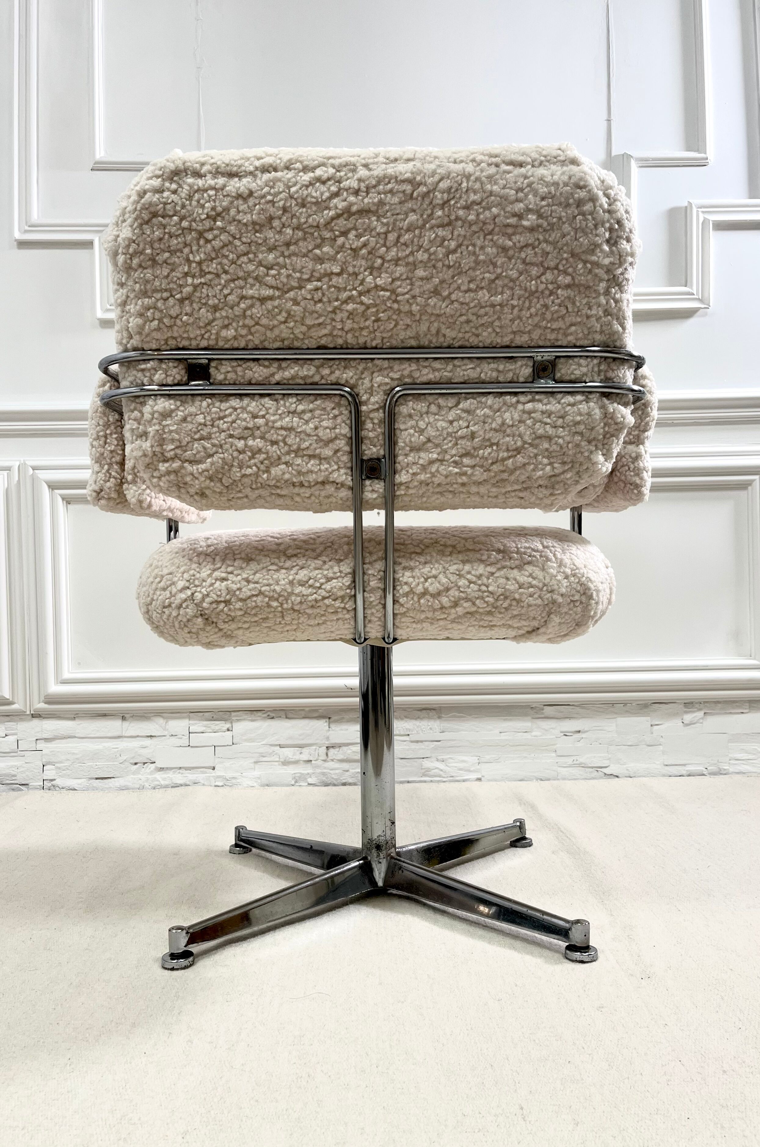 Vintage armchair in faux sheep's fur