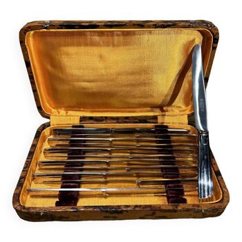 Coffret 12 couteaux bouillet bourdelle, acier inox, couverts vintage années 70'