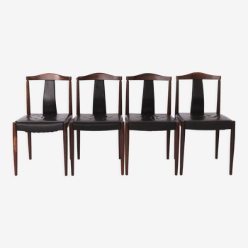 4 chaises à manger vintage, 1960, Ottensandt Allemagne, Cuir, Set de 4, Palissandre