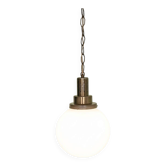 Minimalist Art Deco Pendant Lamp in Opaline Glass, 1950s