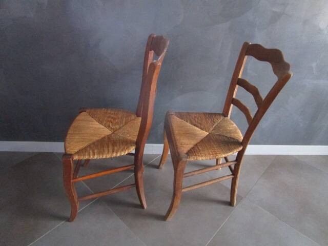 2 old straw chairs