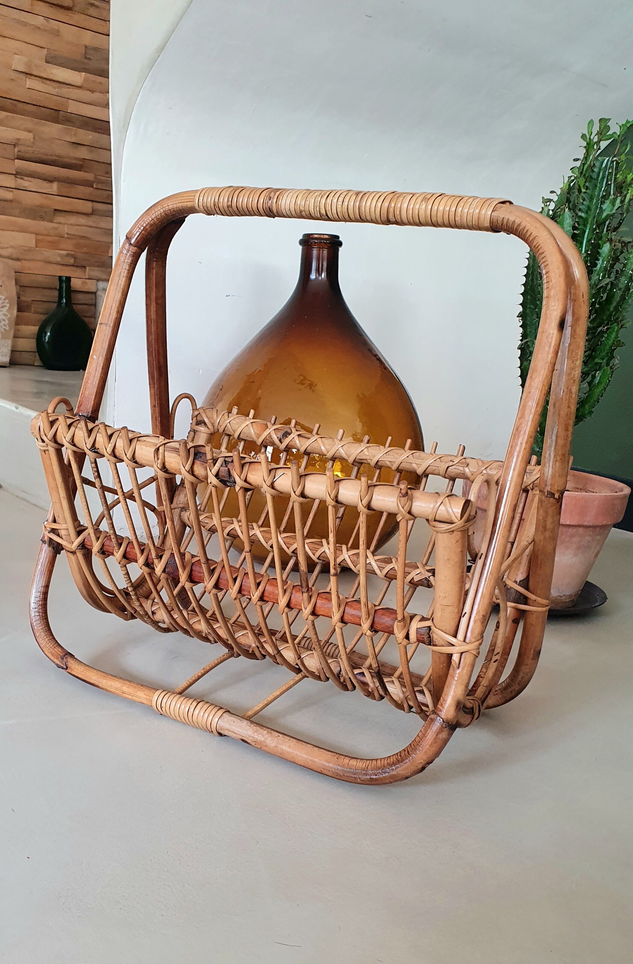 Rattan magazine holder, 1960