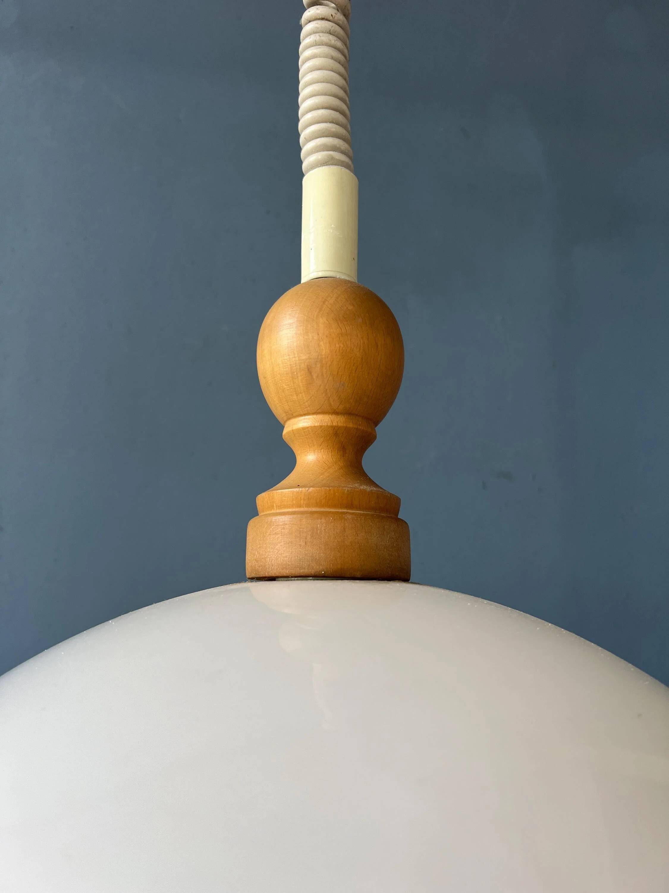 Suspension Steinhauer blanche en plexiglas avec éléments en bois