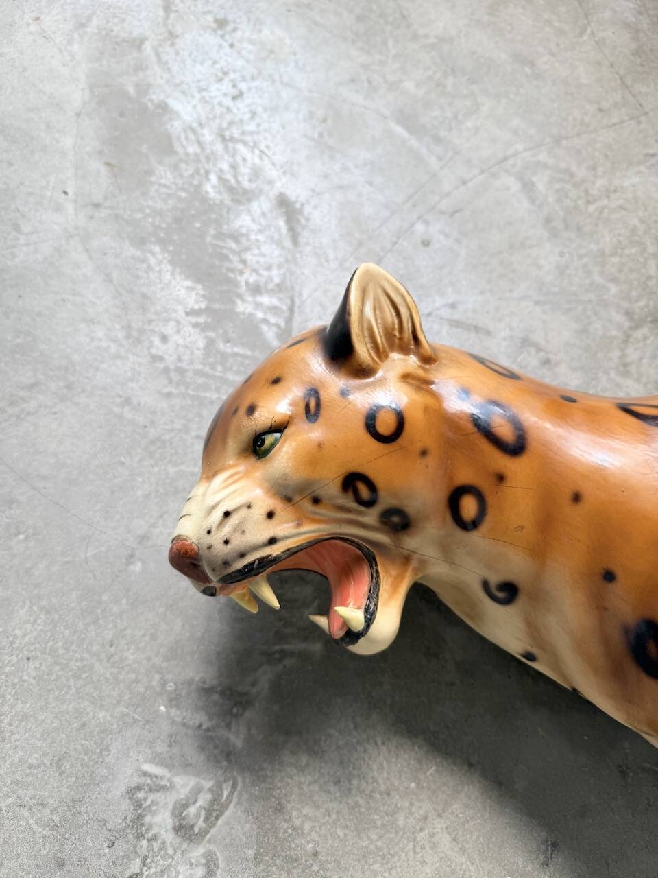 XL Italian ceramic leopard sculpture statue 1970