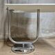Vintage chrome flower stand with two white shelves, 1970s, Czechoslovakia, 35 × 54 × 100 cm
