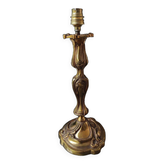 Pied de Lampe Antique/Style Rocaille/Baroque/Louis XV. En bronze doré. XIXème. Haut 38 cm