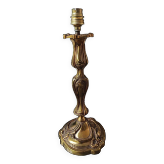 Antique Lamp Base/Rocaille/Baroque/Louis XV Style. In gilded bronze. 19th century. High 38 cm