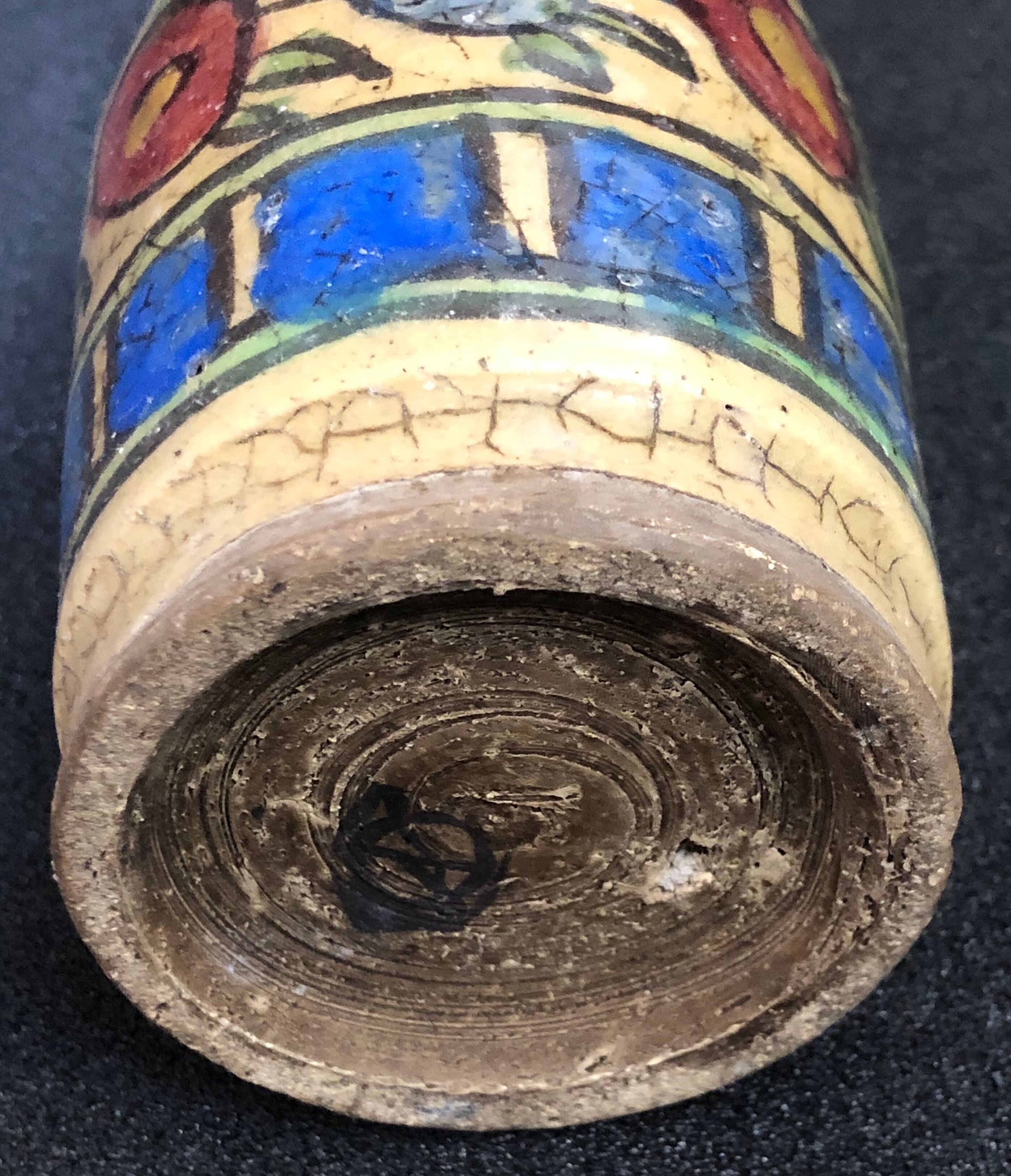 Turkey Iznik Nicaea silica ceramic bottle floral decoration 19th