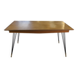 Oak table with cast iron and bronze legs, Italian design, 1960s