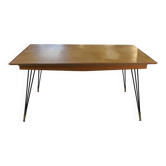 Oak table with cast iron and bronze legs, Italian design, 1960s