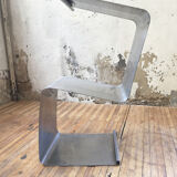 "Zig-zag" satin stainless steel shelf by Joelle Ferlande and François Monnet