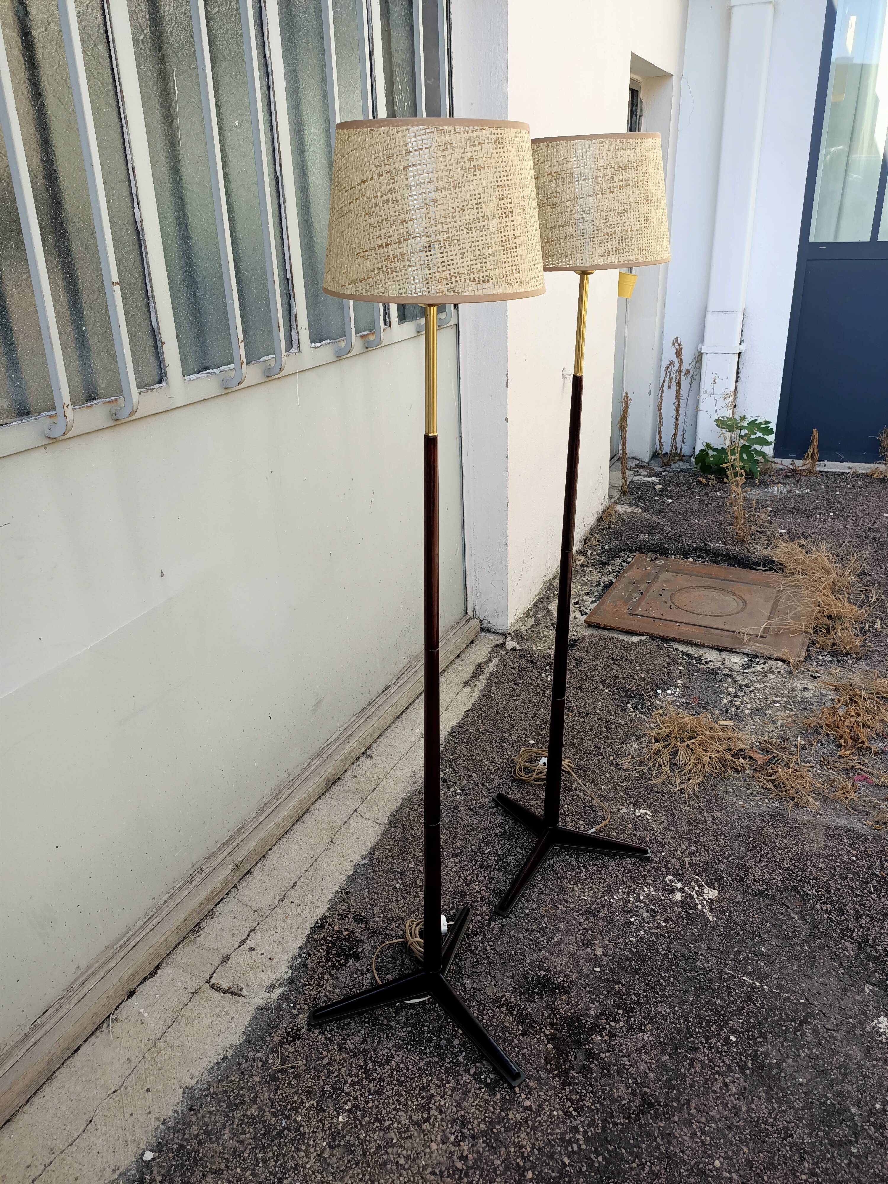 Lampadaire scandinave en teck et métal 1960