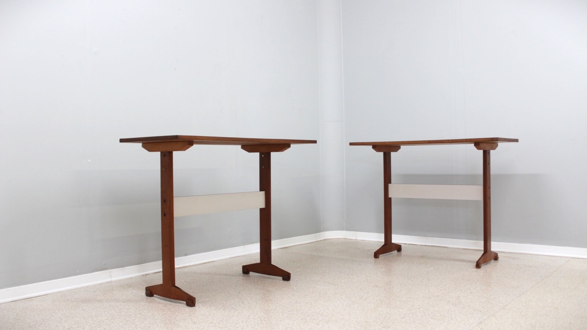 Mid century wood and formica desk 1950s, set of 2