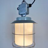 Vintage Industrial Aluminium Lamp with Milk Glass, 1970s