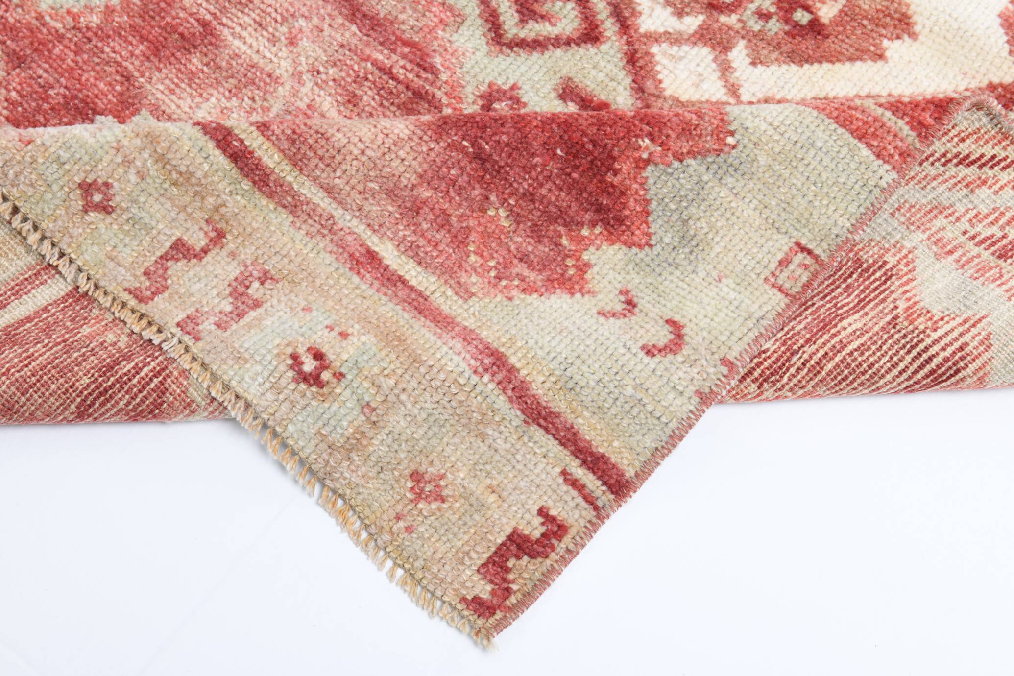 3x9 Red & Beige Geometric Pattern Persian Runner Rug, 80x280Cm