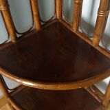 Corner shelf, corner unit, in wicker and wood