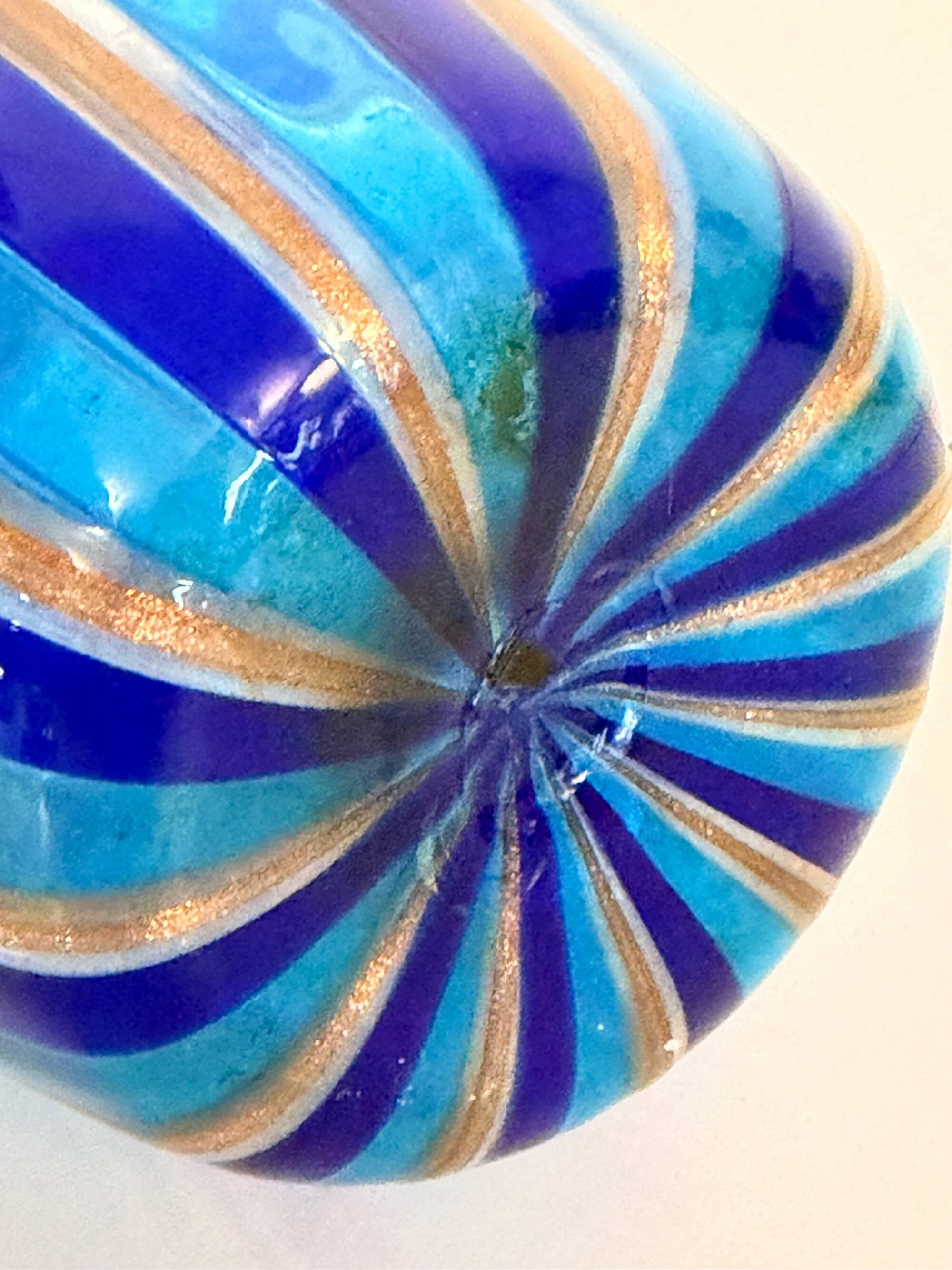 Murano Glass Vase with Blue and Light Blue Canes and Avventurine, 1980s