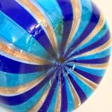 Murano Glass Vase with Blue and Light Blue Canes and Avventurine, 1980s