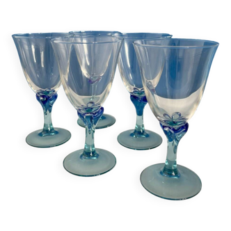 Lot de 5 verres a vin  luminarc verrerie bleu