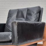 1960s, Danish lounge chair, original condition, furniture leather, solid oak wood.