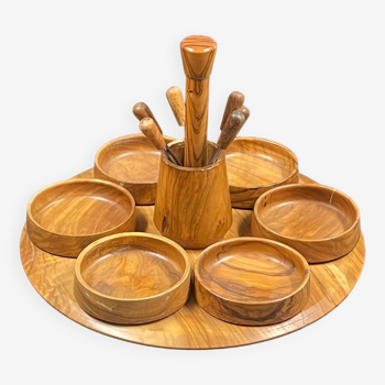 Serving tray, vintage olive wood servant