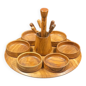 Serving tray, vintage olive wood servant