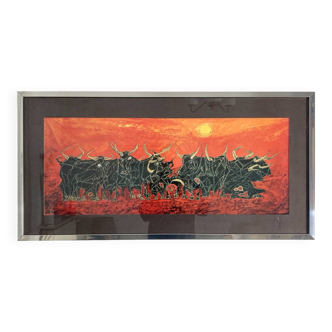 Painting of bulls from the 1970s