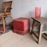 60s pink velvet pouf