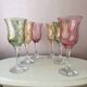 Set of 6 pastel colors 80s crystal wine glasses