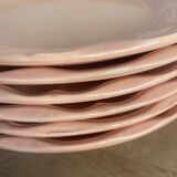 6 plates powder pink porcelain made in France