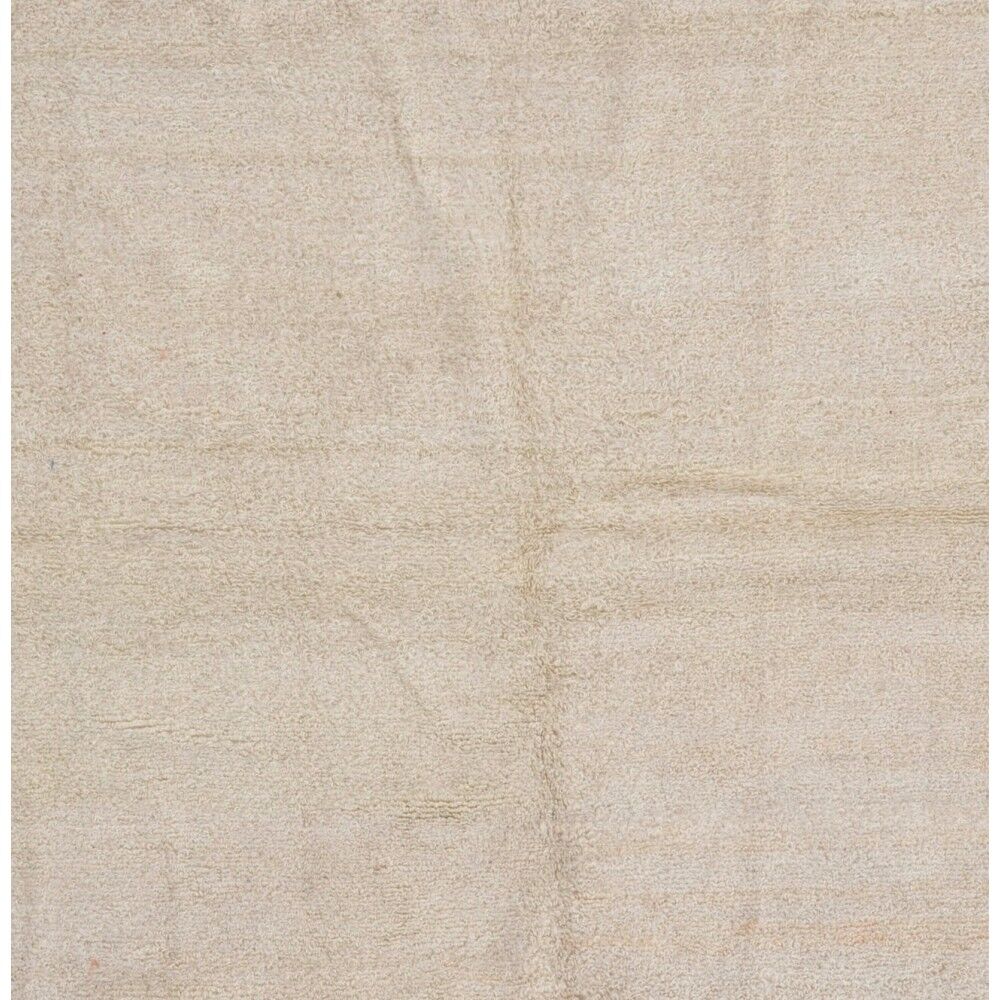 Vintage Handmade Tulu Rug in Natural Undyed Cream and Gray Wool, Custom Options Available
