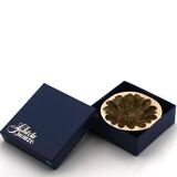 Bronze ashtray by Monique Gerber, flower imprint, 1970s.