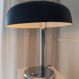 Noir Metal Table Lamp by Heinz Pfaender for Hillebrand - Chrome Base, Textured Shade, 1960s