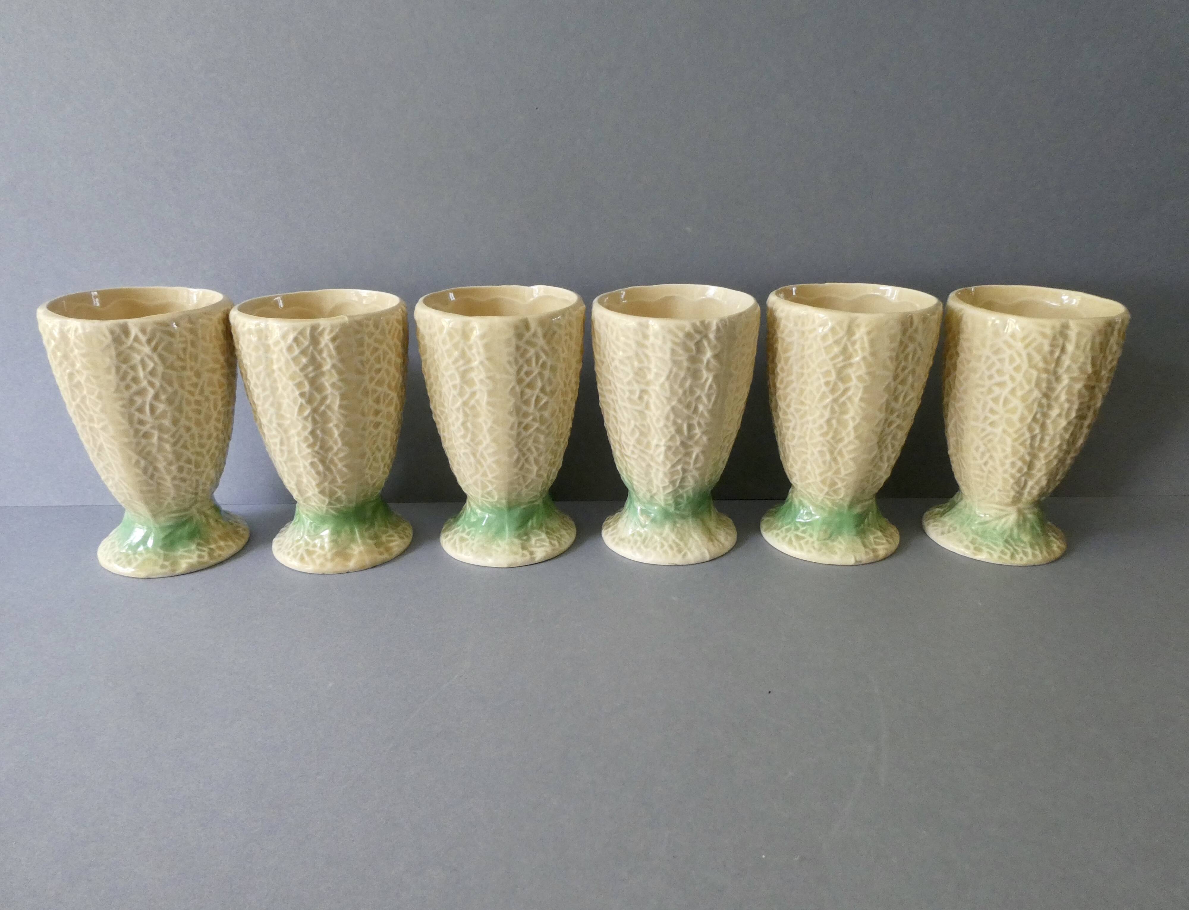 6 mazagrans in barbotine, melon, 70s