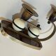 Ancien bougeoir Art Déco double laiton bois celluloïd 1930 vintage moderniste