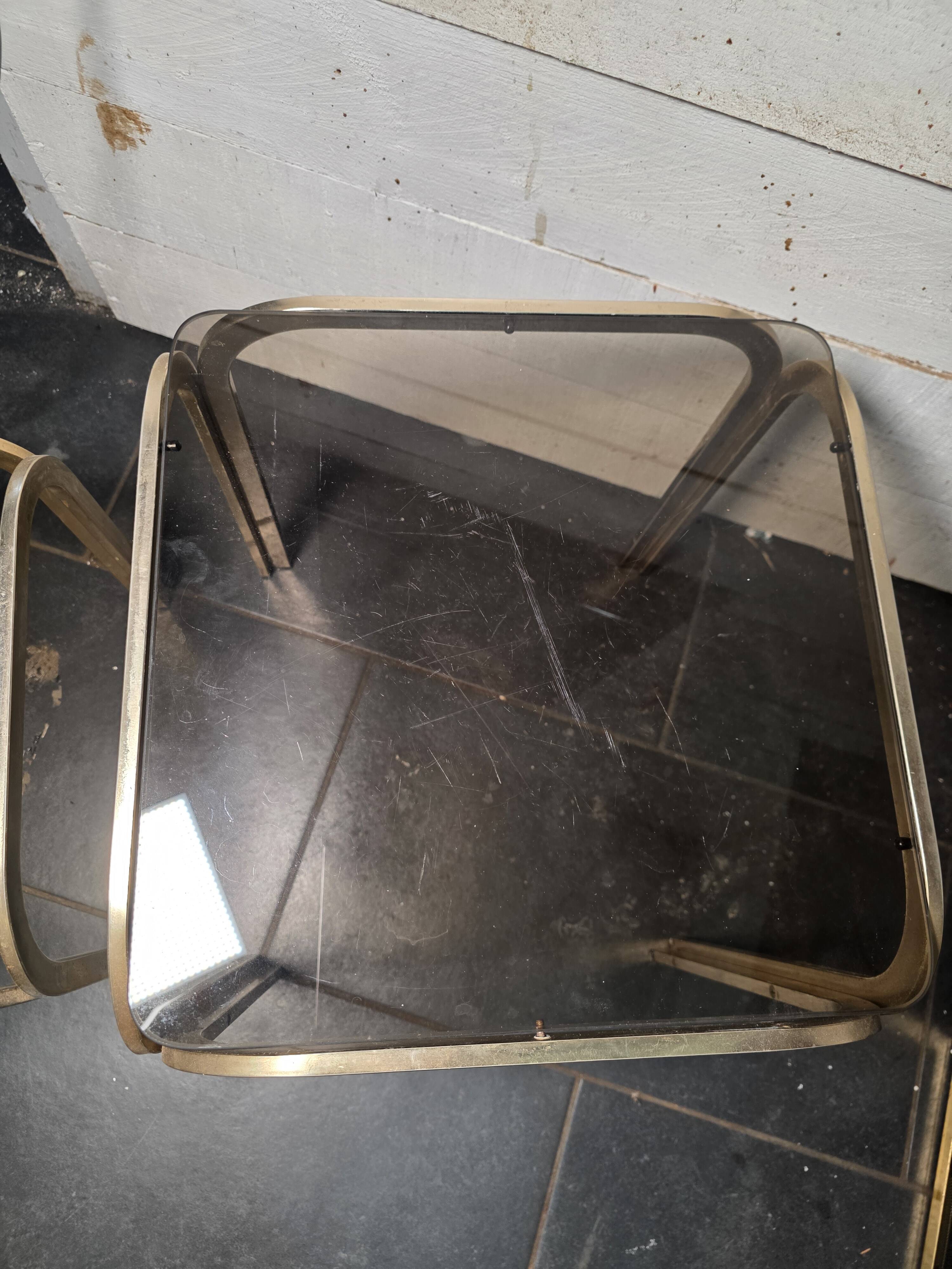1970s golden metal nesting table