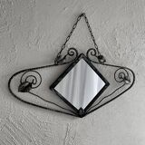 French Art Deco wrought iron mirror, 1930s