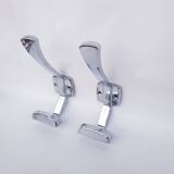 Pair of vintage chrome metal wall hooks