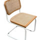 Chaise Cesca modèle b32 en blanc et bois par Marcel Breuer