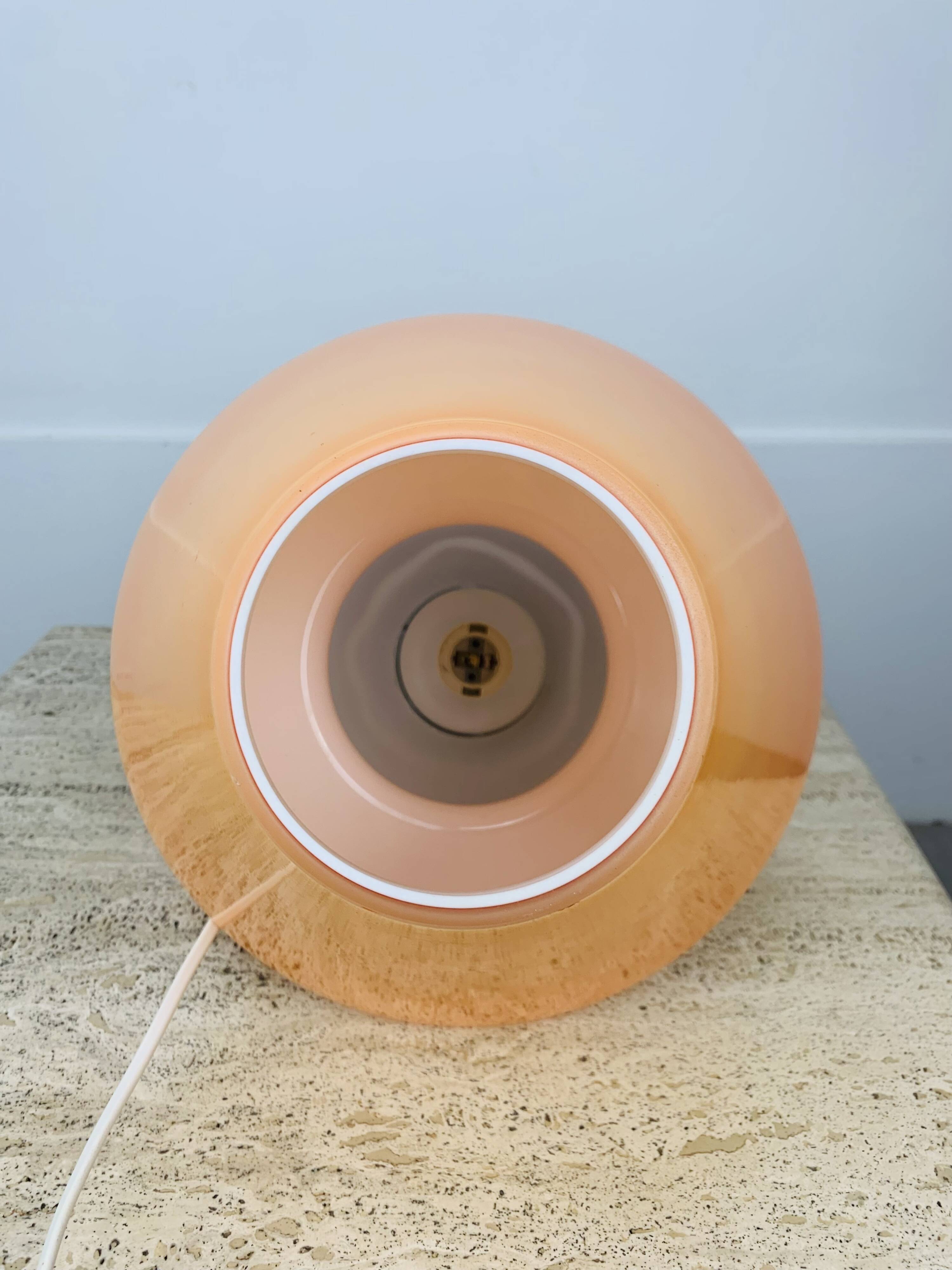 80s glass mushroom lamp, vintage