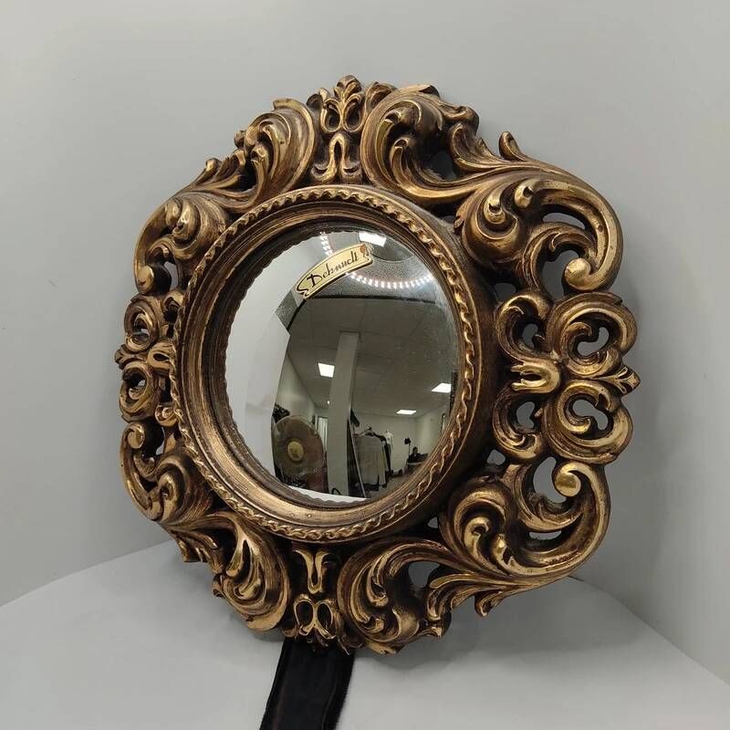 Round wall mirror Deknudt baroque gold vintage scrolls decor