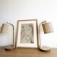 Pair of large Scandinavian lamps in natural wood.