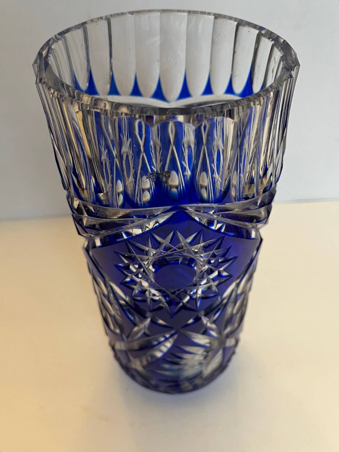 Bohemian cut glass vase