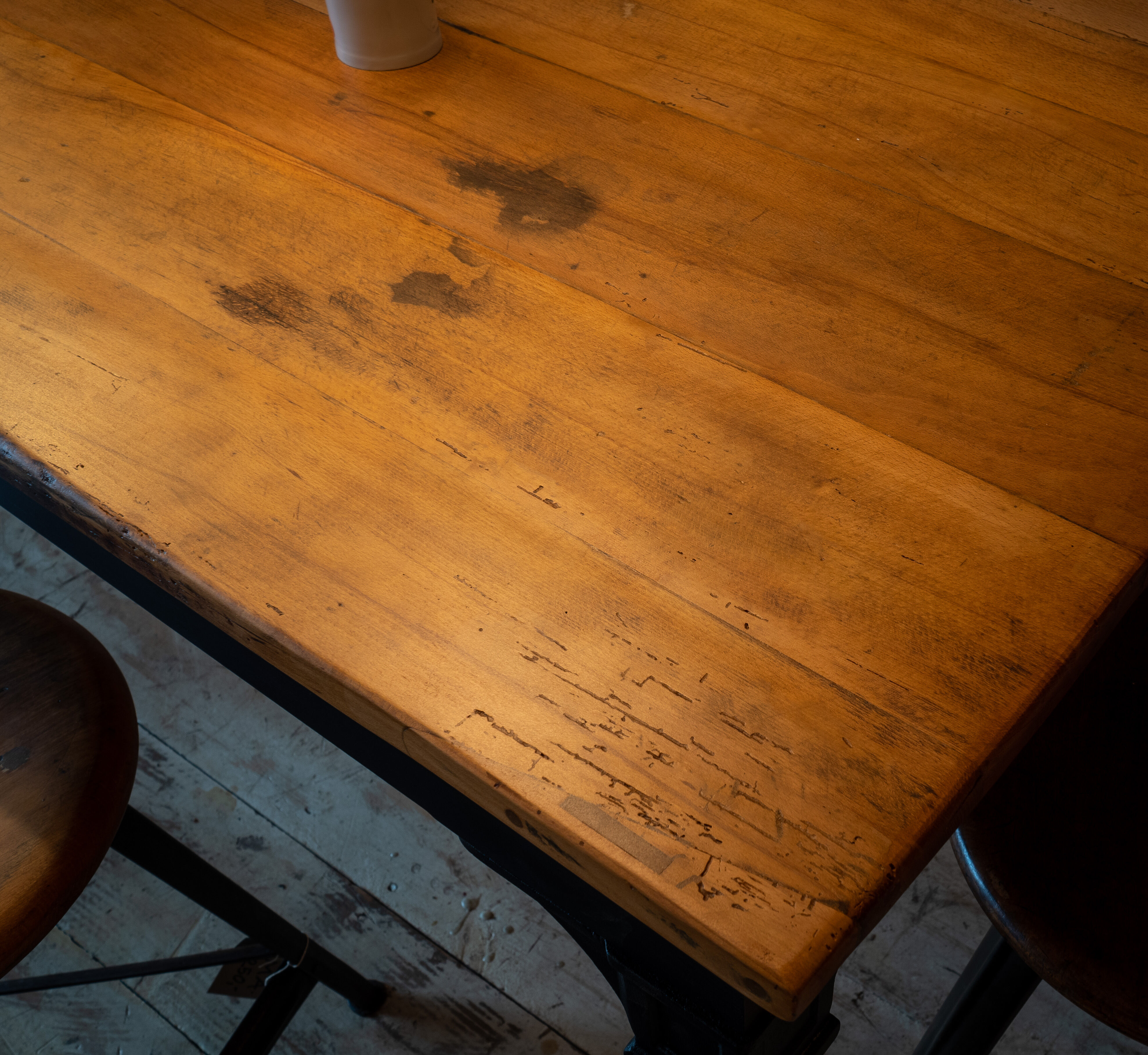 Reichsbahn table with narrow original beech top