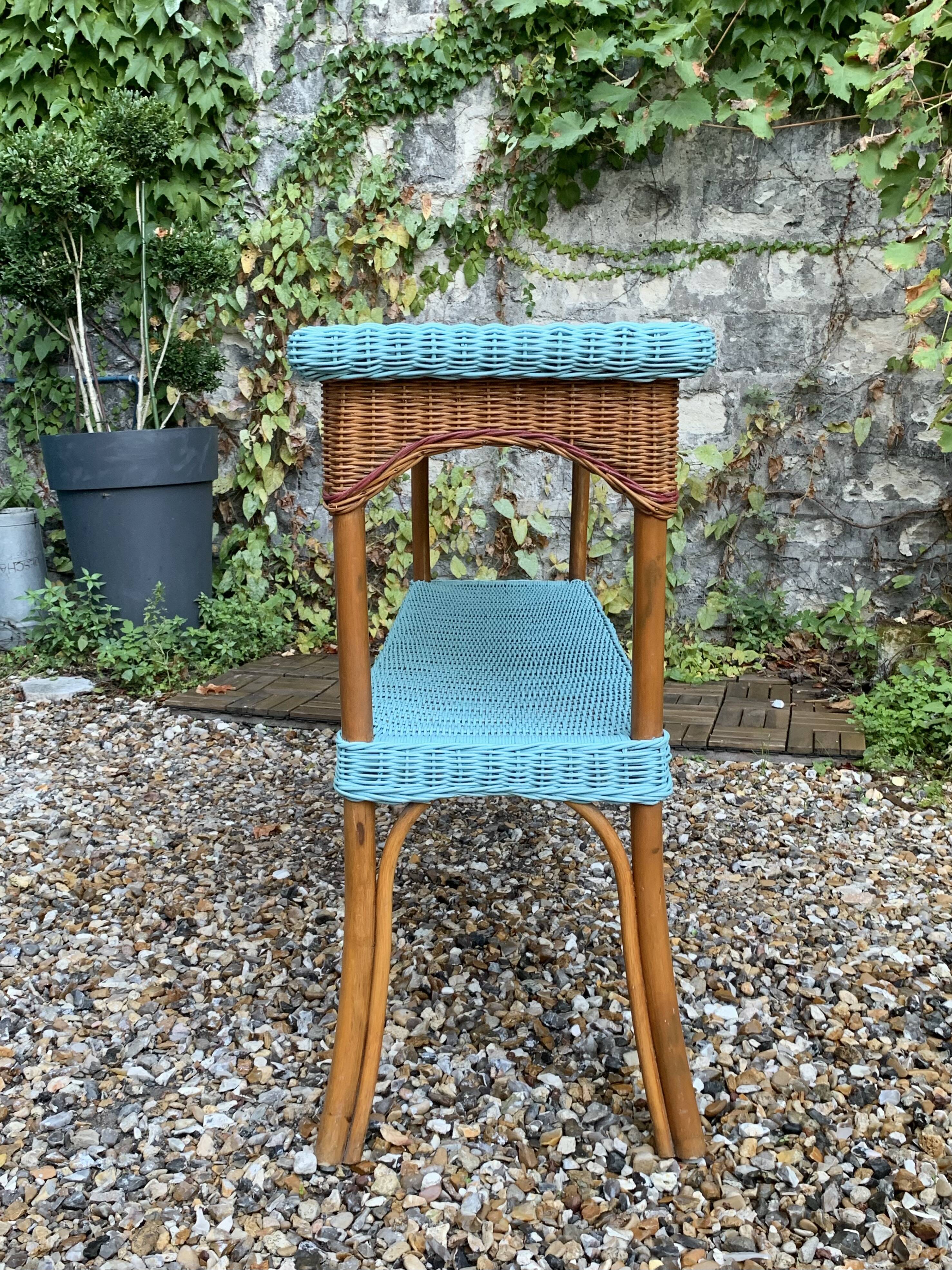 Vintage woven rattan and wicker console