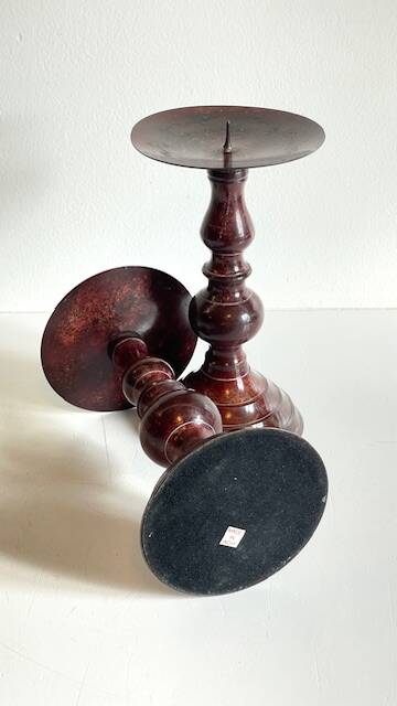 BOUGEOIRS Vintage Patinated Metal Candle Holders